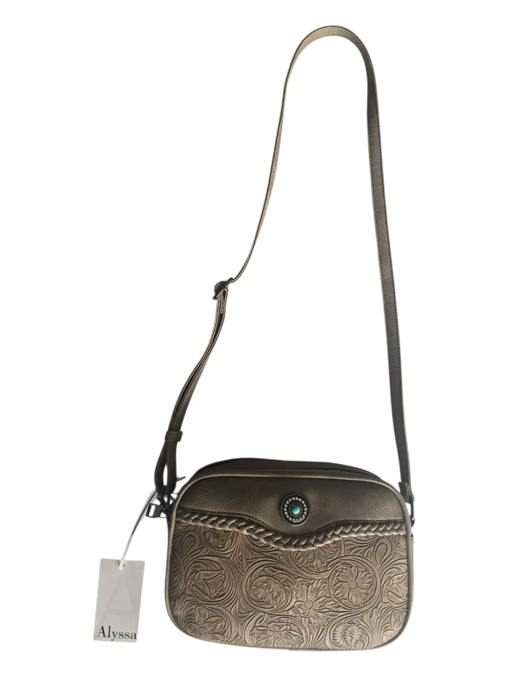 Embossed Floral Crossbody Bag Compact Design With Adjustable‎ Strap